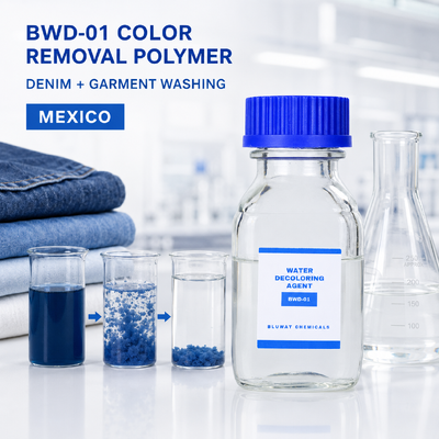 Besorgen BWD-01 Kationisches Polymer Wasserentfärbungsmittel mit 50% Feststoffgehalt für Denim-Waschabwasser on-line-Fertigung