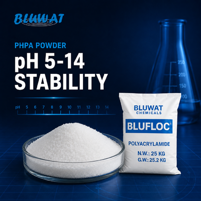 Besorgen PHPA-Pulver Teilweise hydrolysiertes Polyacrylamid für Bohrschlammzusatzstoff mit einem effektiven pH-Bereich von 5-14 und 89% Min. Feststoffgehalt on-line-Fertigung
