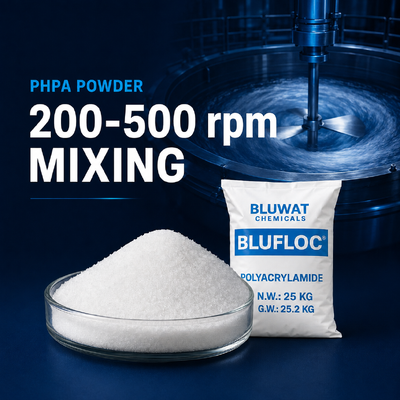 Besorgen PHPA-Pulver Mischen bei 200-500 U/min mit einer einstündigen Hydratation on-line-Fertigung
