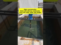 Schwarzes, geruchsvolles Abwasser in klares Wasser verwandeln.